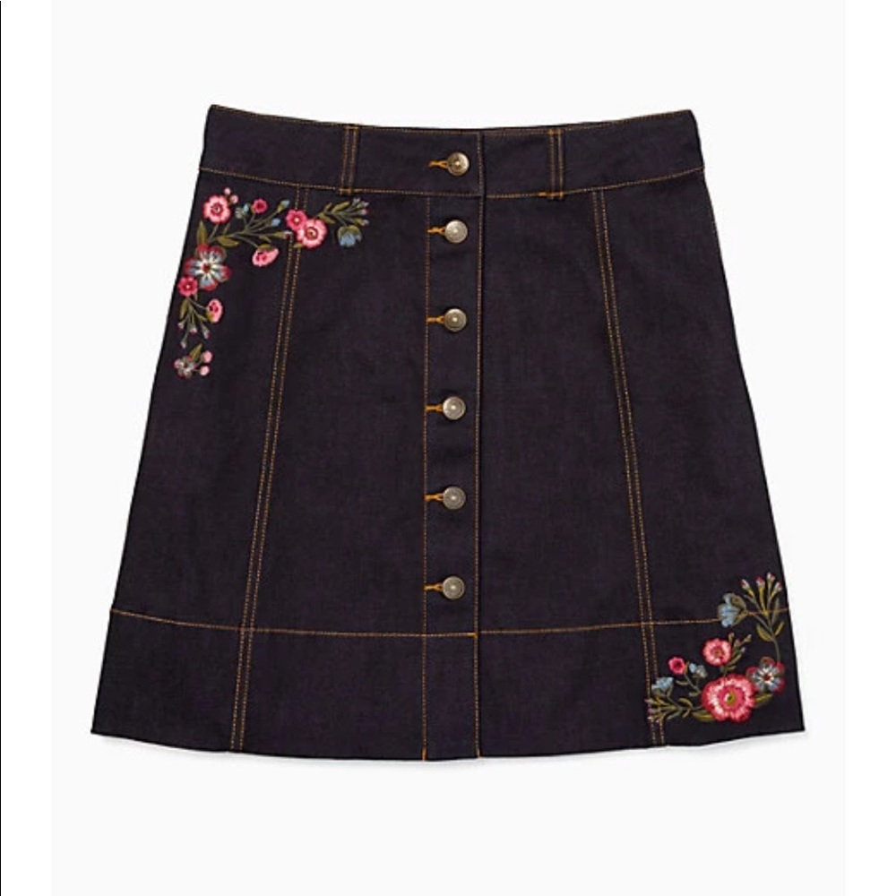 Kate Spade Denim Skirt - Embroidered - Floral